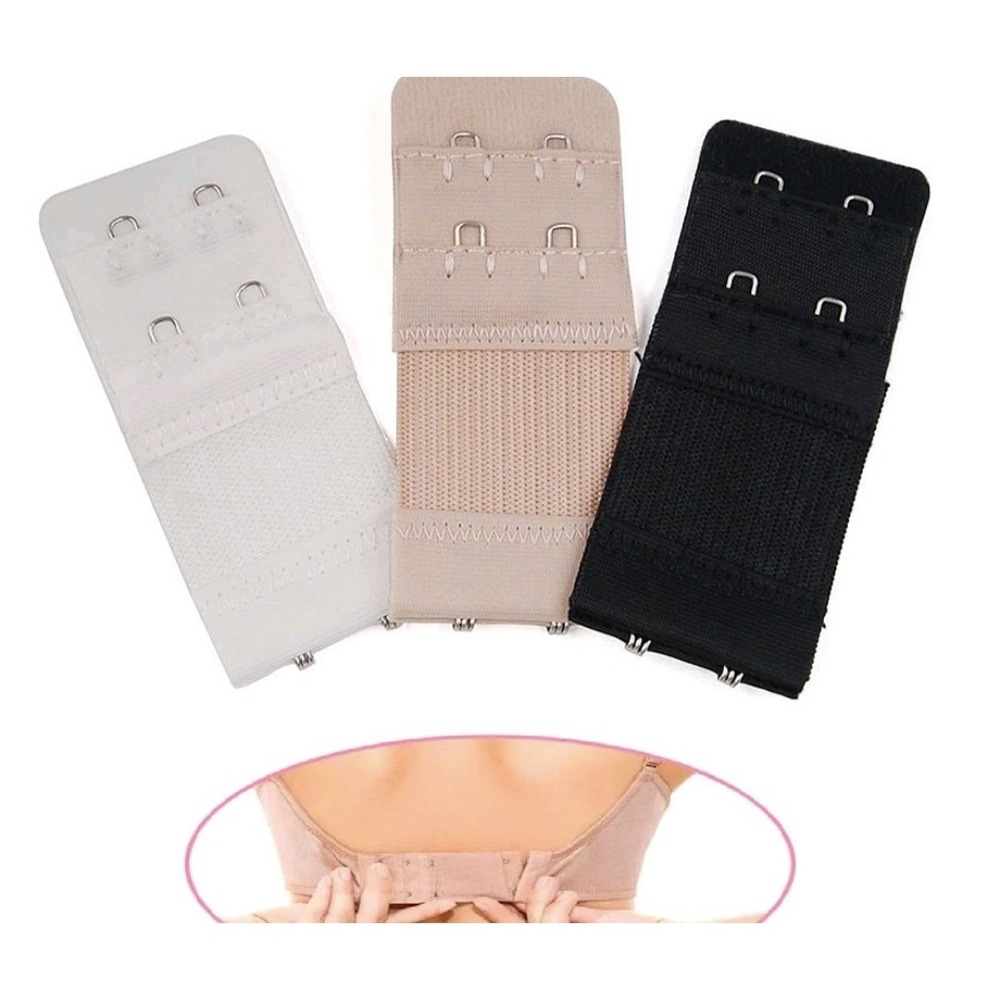 Women's Two-Hook Bra Extender Pack of 3 (White, Beige And Black)